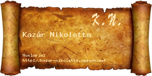 Kazár Nikoletta névjegykártya